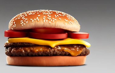 Gurme taze lezzetli ev yapımı hamburger. Izgara gurme hamburger. Amerikan mutfağı Fast food.