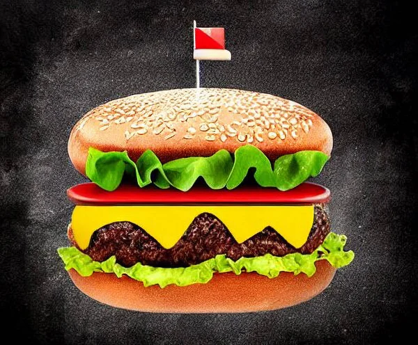 グルメ新鮮なおいしい自家製ハンバーガー 焼きグルメハンバーグ アメリカ料理 Fast Food — ストック写真