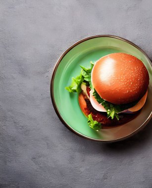 Gurme taze lezzetli ev yapımı hamburger. Izgara gurme hamburger. Amerikan mutfağı Fast food.