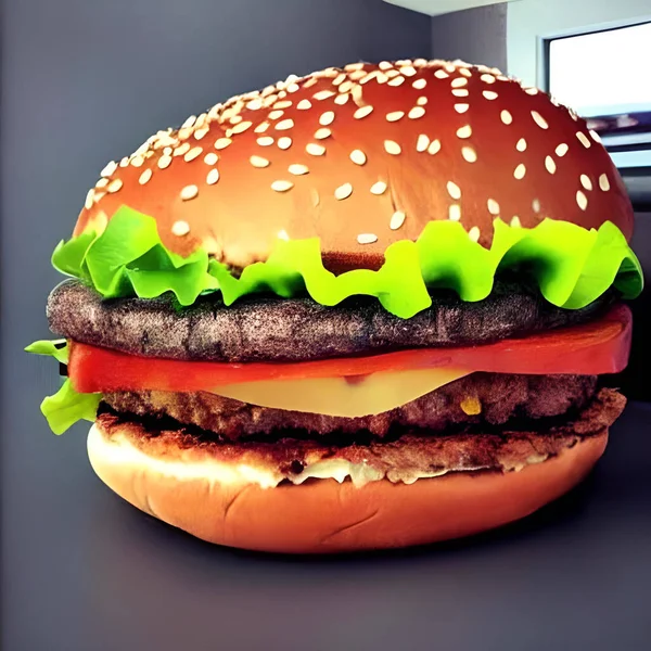 Smakosz Świeży Pyszny Hamburger Domowej Roboty Grilowany Hamburger Dla Smakoszy — Zdjęcie stockowe