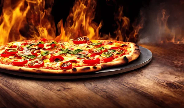 Pizza Traditionele Italiaanse Keuken Fast Food Gourmet Verse Heerlijke Zelfgemaakte — Stockfoto