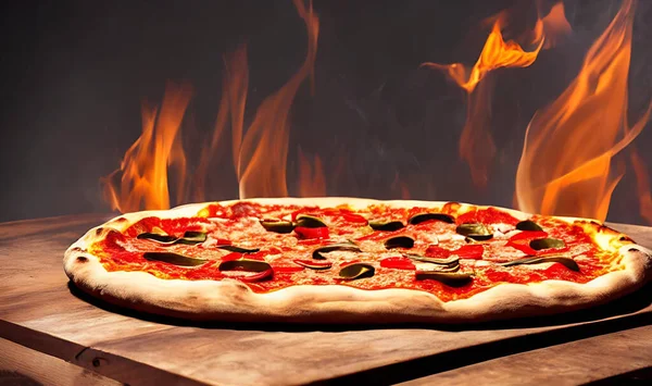 Pizza Cozinha Italiana Tradicional Fast Food Gourmet Fresco Deliciosa Pizza — Fotografia de Stock