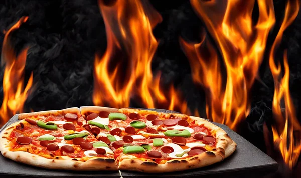 Pizza Cozinha Italiana Tradicional Fast Food Gourmet Fresco Deliciosa Pizza — Fotografia de Stock