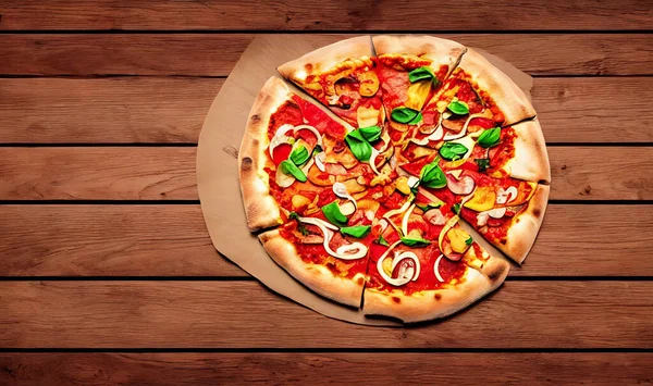 Pizza Cocina Italiana Tradicional Comida Rápida Gourmet Fresca Deliciosa Pizza — Foto de Stock