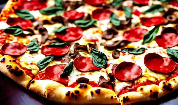 - Pizza. Geleneksel İtalyan mutfağı fast food. Gurme taze lezzetli ev yapımı pizza. Avrupa yemeği. Pizzacılar ve restoranlar için broşür ve poster.