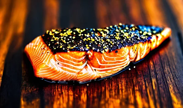 Grilovaný Losos Zdravé Jídlo Teplá Rybí Mísa Silný Šťavnatý Čerstvý — Stock fotografie