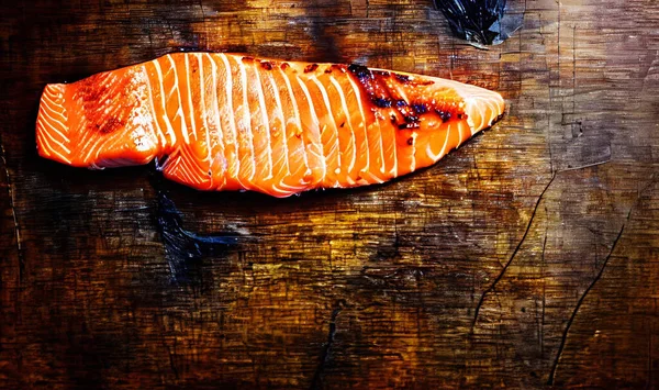 Ψητός Σολομός Υγιεινή Διατροφή Ζεστό Πιάτο Ψαριών Παχύ Ζουμερό Φρέσκο — Φωτογραφία Αρχείου