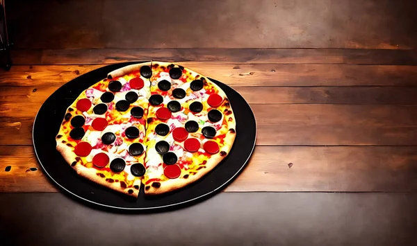 Pizza Cucina Tradizionale Italiana Fast Food Deliziosa Pizza Fatta Casa — Foto Stock