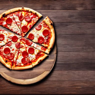 - Pizza. Geleneksel İtalyan mutfağı fast food. Gurme taze lezzetli ev yapımı pizza. Avrupa yemeği. Pizzacılar ve restoranlar için broşür ve poster.