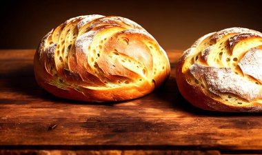 Fırın. Geleneksel taze sıcak ekmek. Ekmek yakın çekim. Lezzetli ekmekle fırın. Altın kabuklu taze pişmiş ekmek..