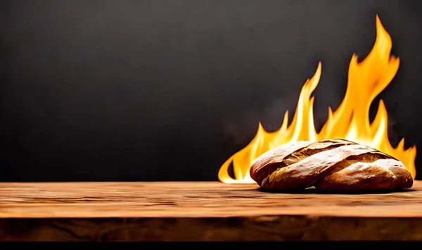 Oven 伝統的な新鮮なホット調理パン パンが近くで撃たれた おいしいパンと炉店 焼きたてのパンに金の貝殻 — ストック写真