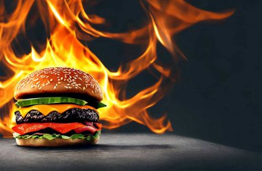 Gurme taze lezzetli ev yapımı hamburger. Vektör.