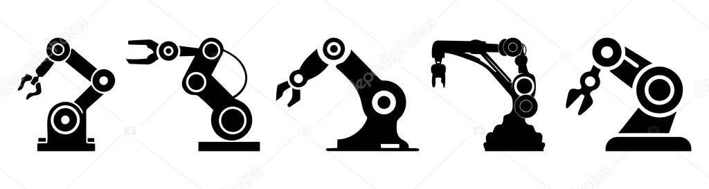 Robotic hand manipulator silhouette symbol icon.