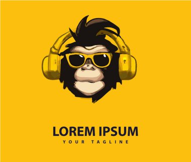 Müthiş havalı maymun logosu tasarımı.