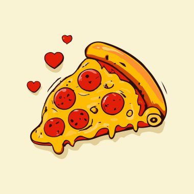 Damlayan peynirli pizza dilimi. Vektör İllüstrasyonu.