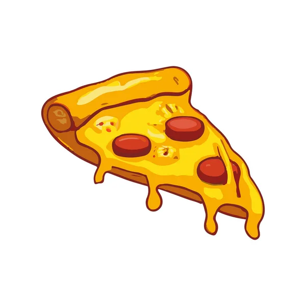 Trancher Pizza Avec Fromage Égoutté Illustration Vectorielle — Image vectorielle