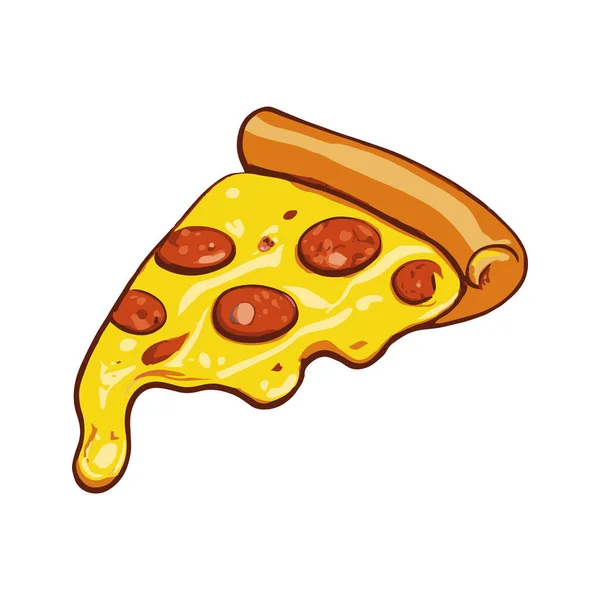 Damlayan Peynirli Pizza Dilimi Vektör Llüstrasyonu — Stok Vektör