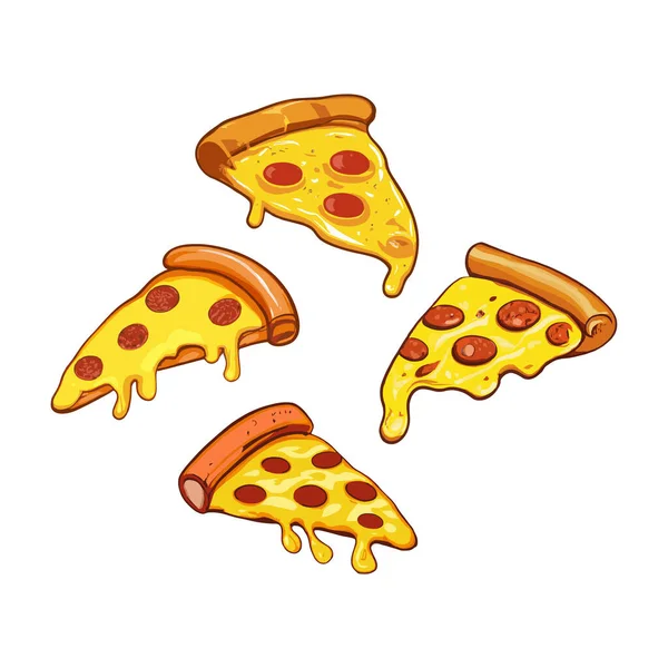 Rebanada Pizza Con Queso Goteando Ilustración Vectorial — Archivo Imágenes Vectoriales