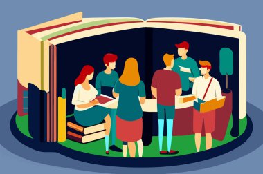 People reading books or preparing for exams, students.