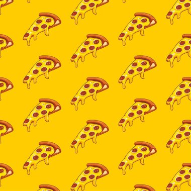 Vector seamless pizza pattern.