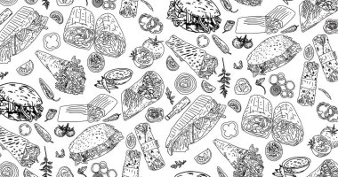 Shawarma Kebap şablonu fast food. Kusursuz desen.