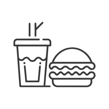 Fast food icon. Hamburger, french fries and soft drink glass, Symbols of street food.