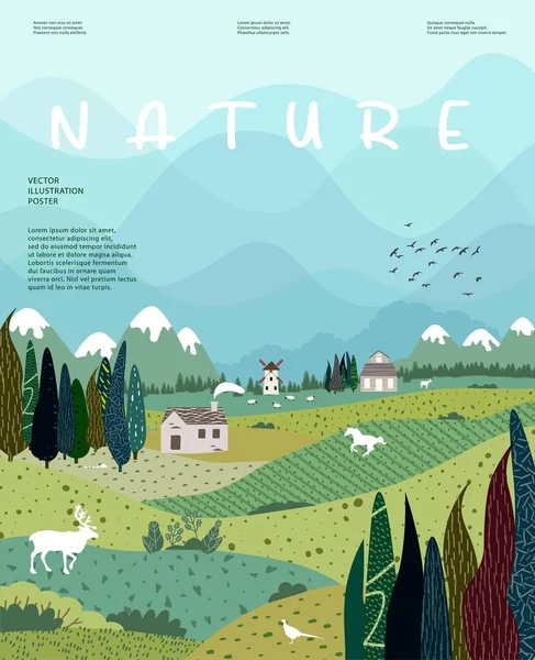 Vacker Natur Natur Och Landskap Vektorillustration — Stock vektor