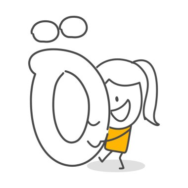 Çubuk şekiller Alfabe. El çizimi karalama çizgisi çizgi film tasarım karakteri.