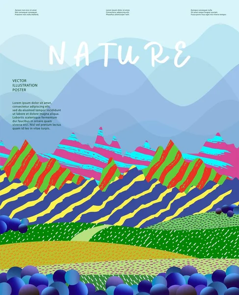 Natuur Landschap Hedendaagse Artistieke Poster — Stockvector