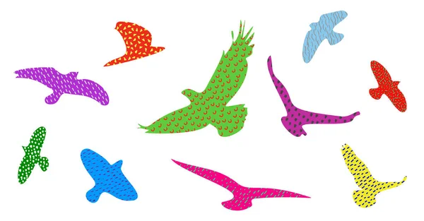 Pássaros Coloridos Modernos Cartaz Artístico Contemporâneo — Vetor de Stock