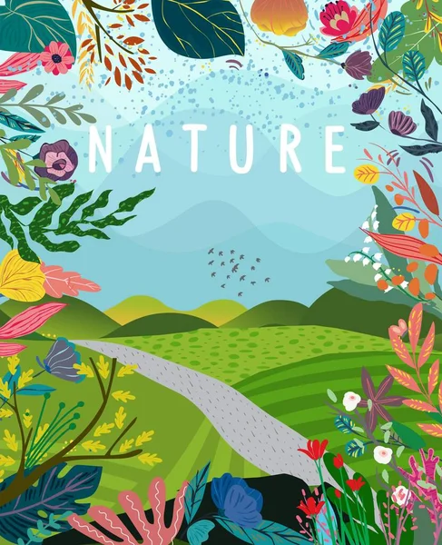 Nature Landscape Contemporary Artistic Poster — Stock Vector