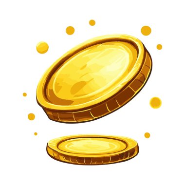 Beyaz arkaplanda izole edilmiş altın sikkeler, 