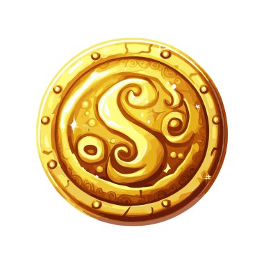 Beyaz arkaplanda izole edilmiş altın sikkeler, 