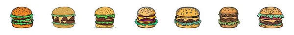 Іконки Гамбургерів Готові Візуальне Зображення Ікон Гамбургерів — стоковий вектор