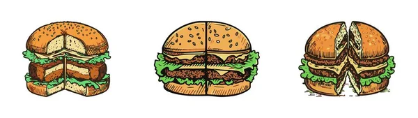美味可口的自制汉堡包 — 图库矢量图片