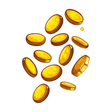 Beyaz arkaplanda izole edilmiş altın sikkeler, 