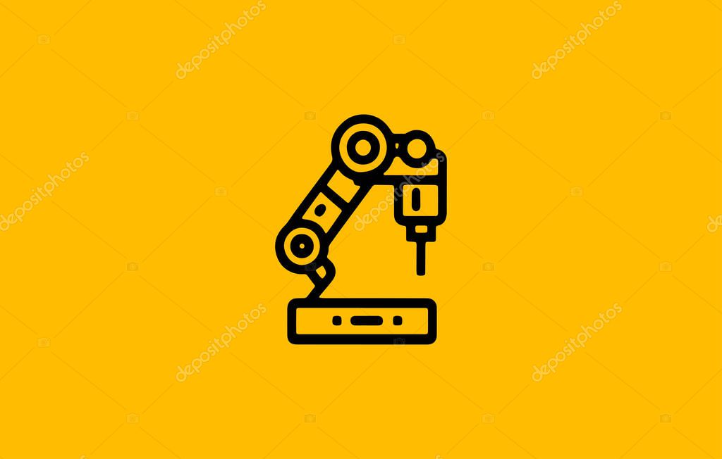 Robotic hand manipulator silhouette symbol icon.
