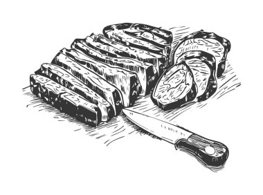 Elle çizilmiş sığır eti, kuzu ve domuz eti ekstra ya da orta pişmiş biftek.. 