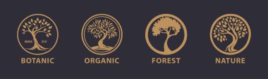 Ağaç vektör simgesi. Logo tasarımı Premium Vektörü. 