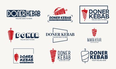 Restoranlar ve marketler için Shawarma Logosu. Doner Kebap Logo Şablonu. 