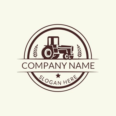 Çiftlik logosu. Çiftlik manzaralı bir şablon. Vektör illüstrasyonu. 