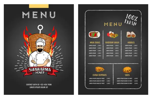 stock vector German Doner Kebab restaurant cafe poster, menu template design.