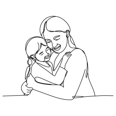 Genç bir annenin çocuğuna sevgiyle sarılmasının tek bir çizgisi var. Özellikle Anneler Günü için çizilmiş..