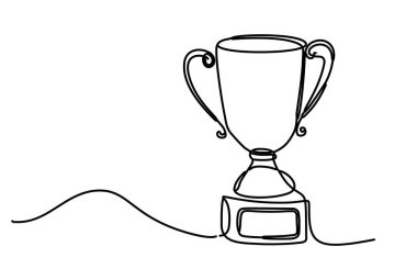 Karalama tarzında çizilen ödül, zaferi tek satırlık vektör tasarımıyla kutluyor..