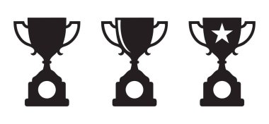 Kazanan kupa, başarıyı temsil eden bir ödül sembolü. Web ve mobil uygulamalarda çarpıcı bir işaret.