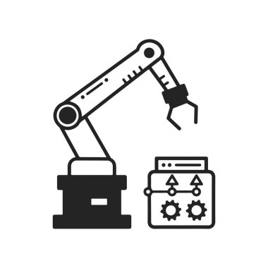 Web sitelerinde kullanılabilen robot kol simgesi, izole ve düzenlenebilir vektör simgesi.