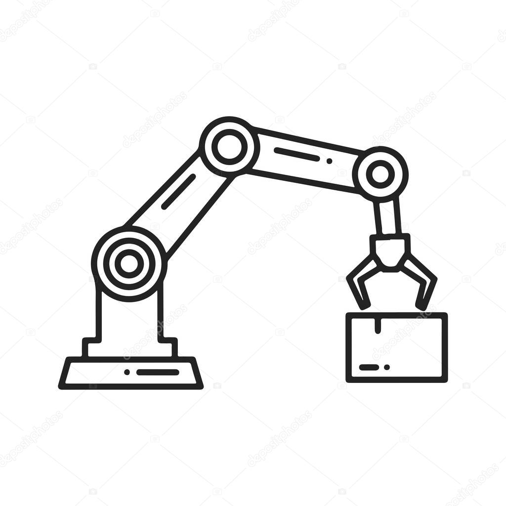 Robotic hand manipulator silhouette symbol icon.