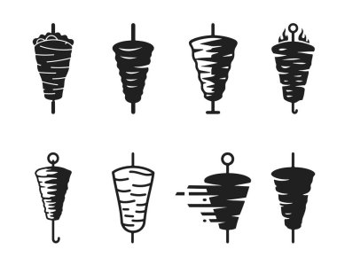 Profesyonel donör kebap vektör çizim logo şablonları. Türk ve Arap fast food restoranları için kaliteli vektör yaratıcı işler sunuyor. İş logoları, marka logoları. Markanızı yansıtan tasarımlar.