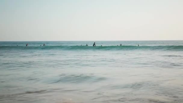 Portugal Carcavelos Outubro 2022 Grupo Surfistas Fatos Mergulho Passeiam Pelas — Vídeo de Stock