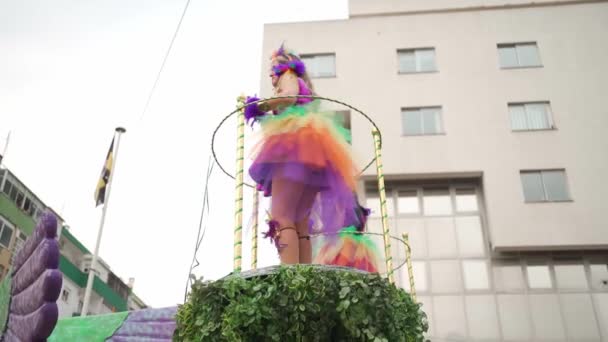 Loures Portugal Feb 2023 Coloridos Participantes Del Festival Carnaval Carnaval — Vídeos de Stock
